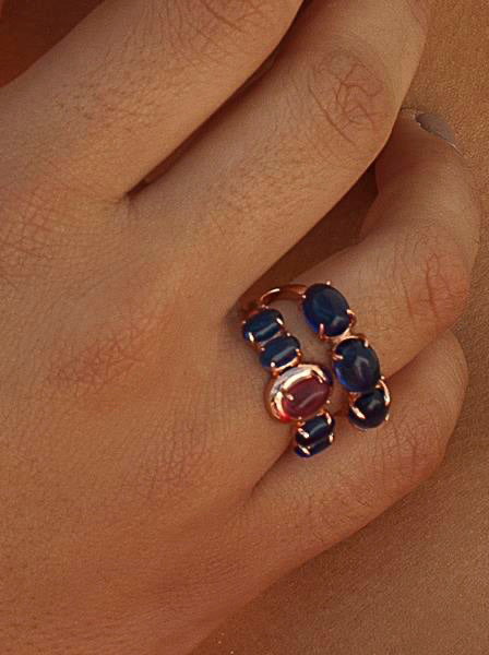 Anillos con piedras azurita y circonitas