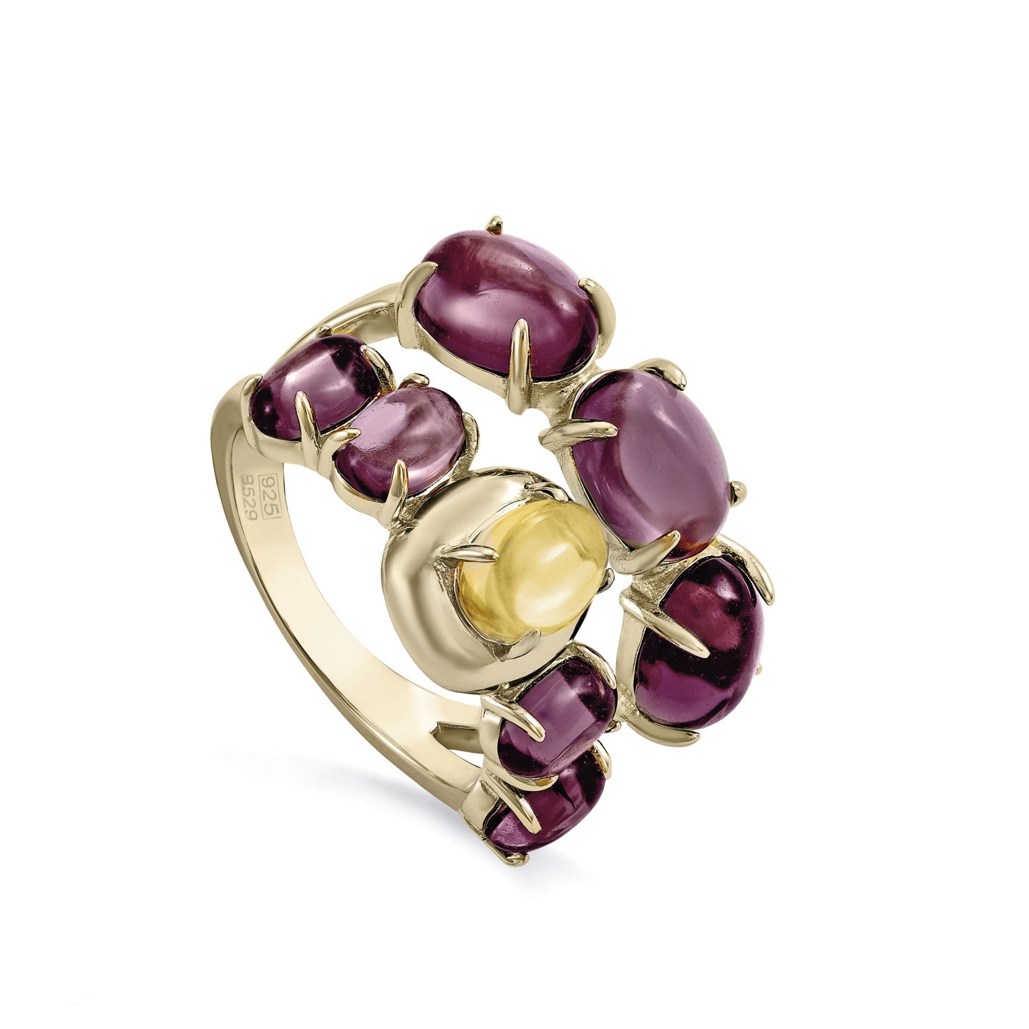 Anillos con piedras circonitas y andratita