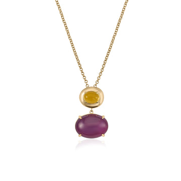 Collares con colgantes de plata con doble circonita amatista y andratita
