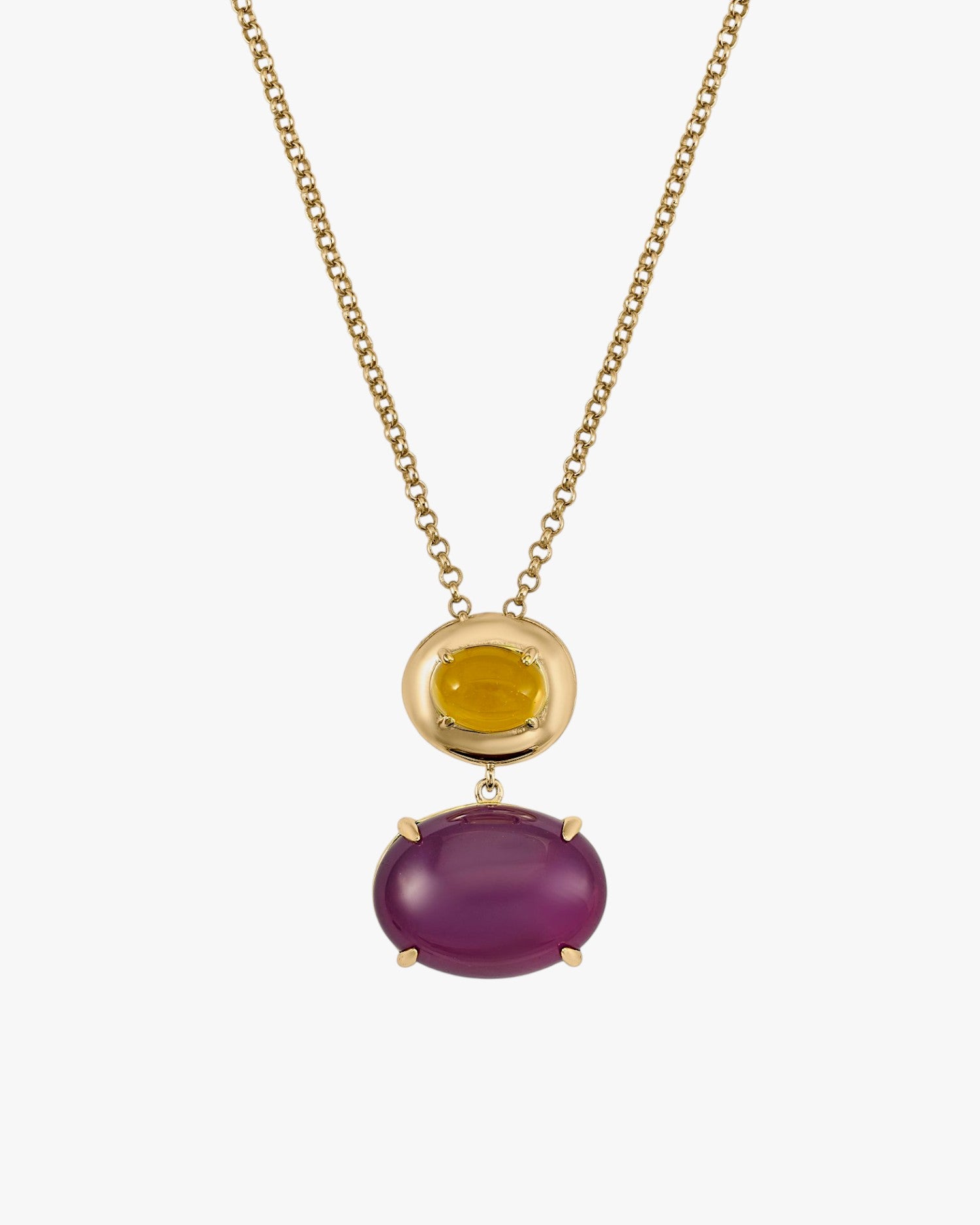 Collares con colgantes de plata con doble circonita amatista y andratita