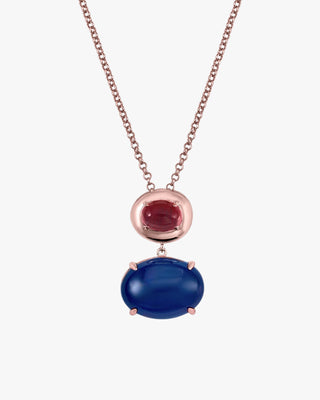 Collares con colgantes de plata con doble circonita azurita y fucsia