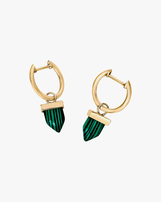 Pendientes con colgantes diseño charm malaquita bañados en oro