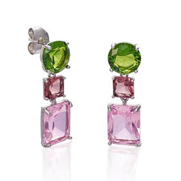 Pendientes con piedras de colores de plata diseño transparente