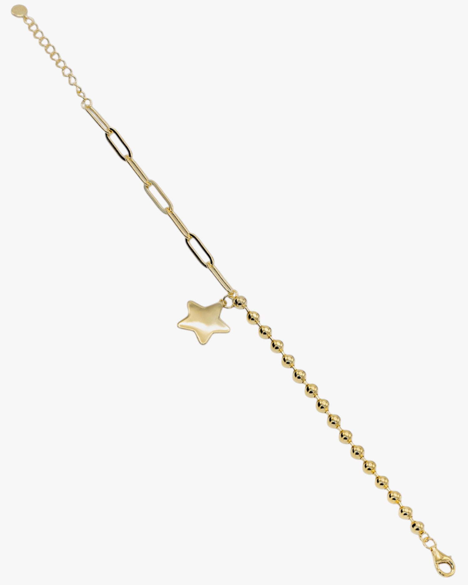 Pulseras con colgantes de plata bañados en oro con colgante en forma de estrella