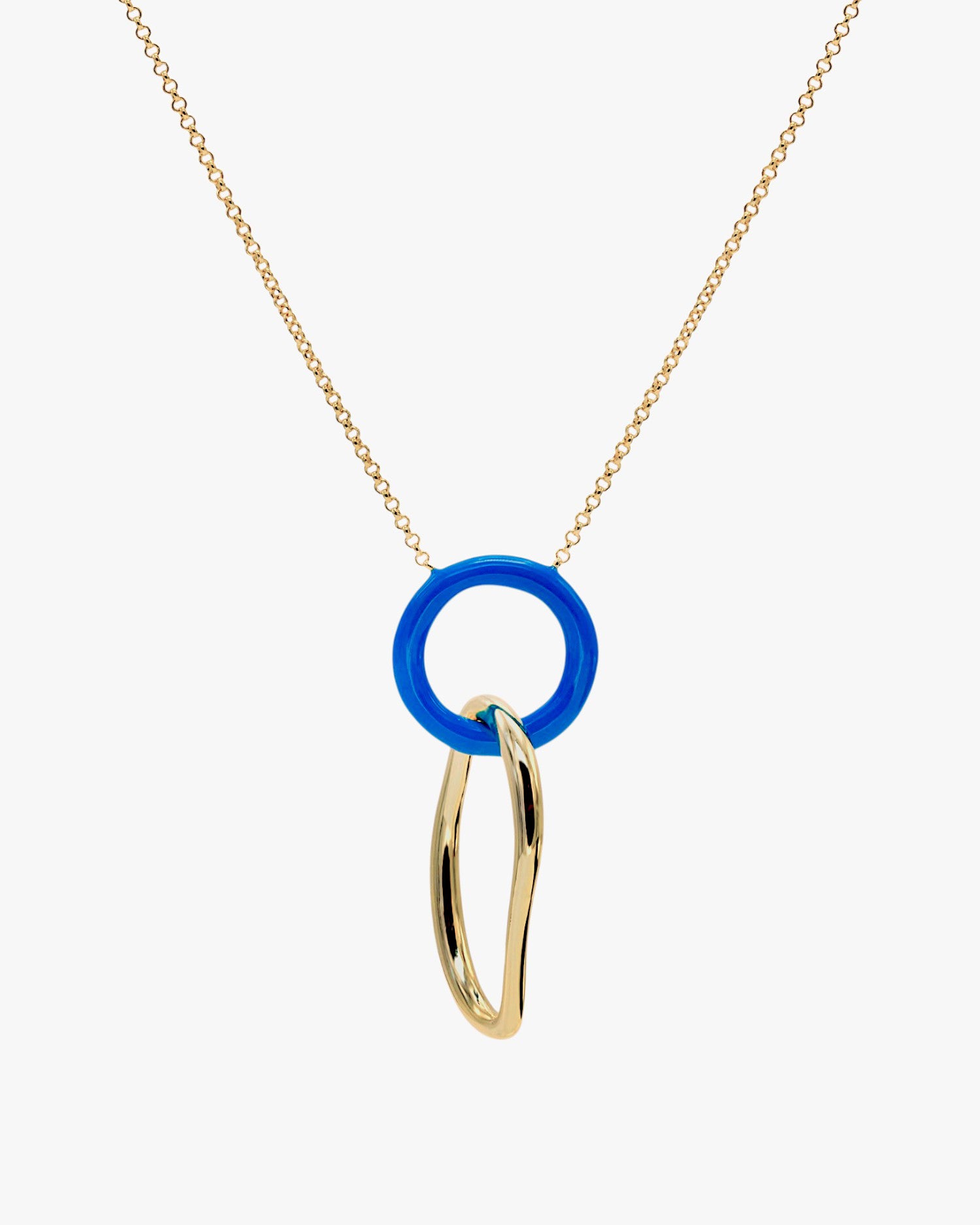 Colgantes plata originales doble motivo curvilíneo de esmalte azul électrico y plata lisa