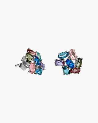 Pendientes botón diseño de cuarzos adamantinos azules