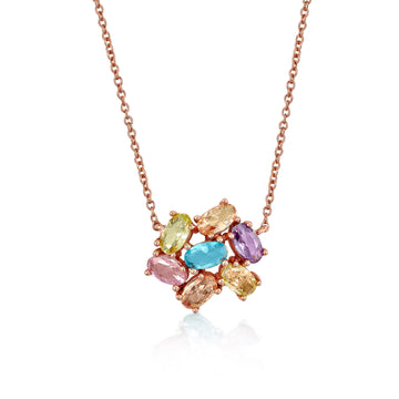 Collares con piedras diseño de gemas multicolores