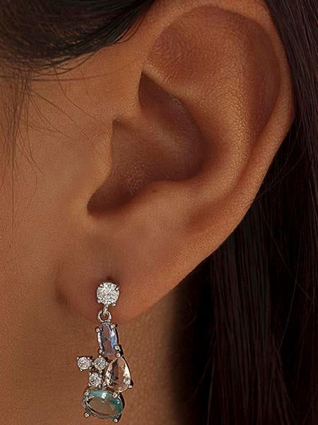 Pendientes de piedras de colores diseño compacto con circonitas