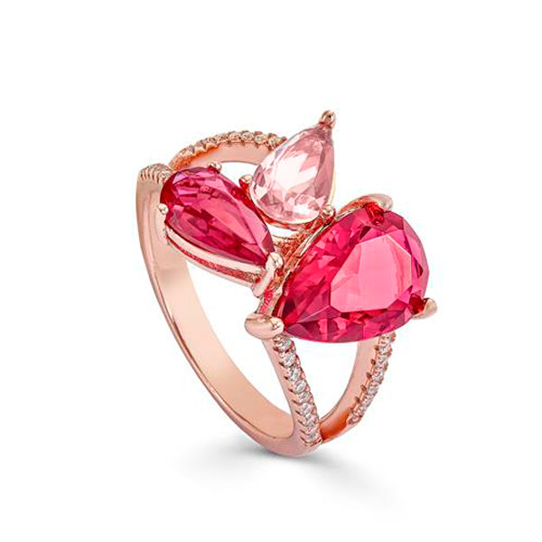 Anillos con piedras en tonos rosados y rojizos