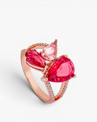Anillos con piedras en tonos rosados y rojizos