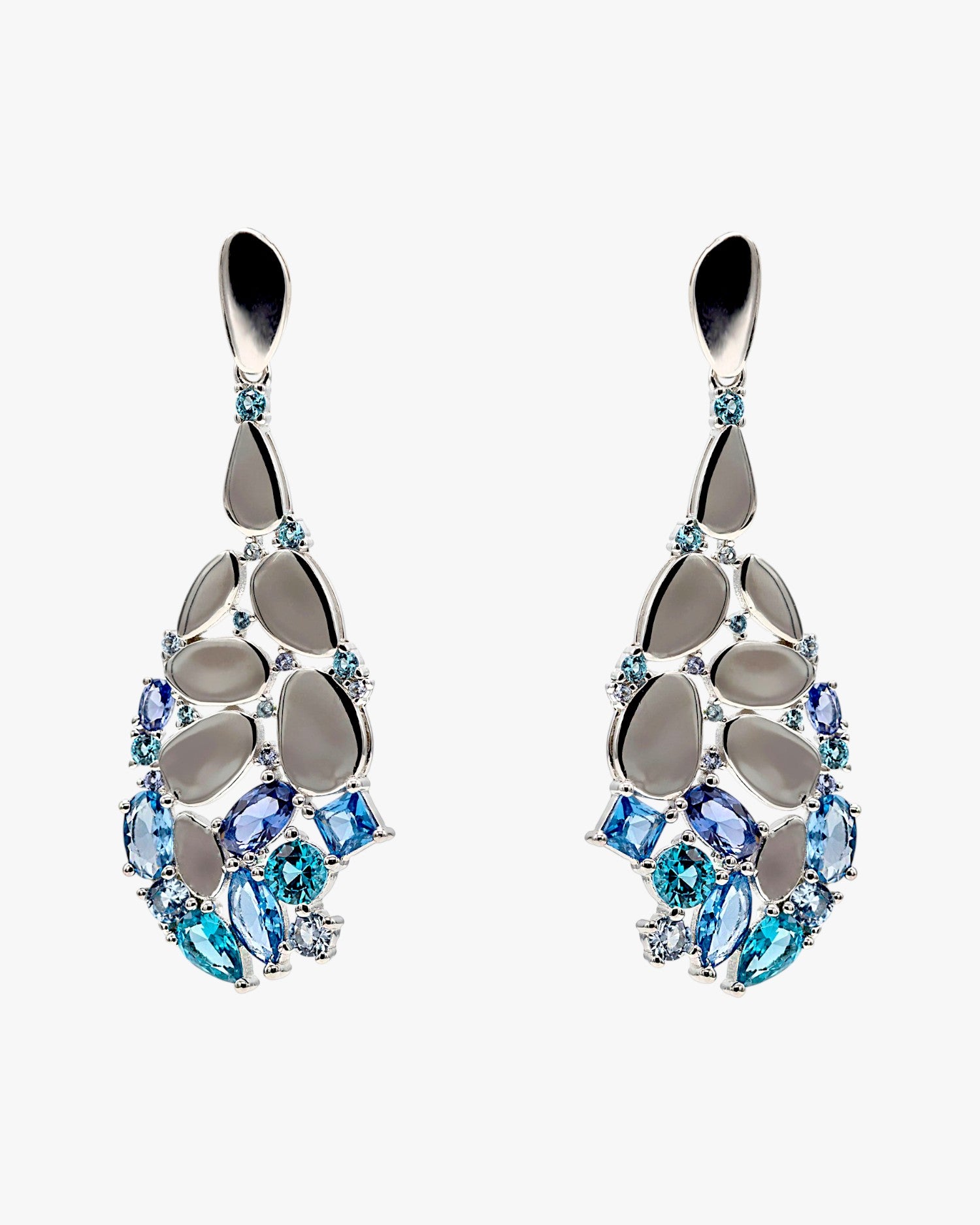 Pendientes de piedras de colores de tonos azules