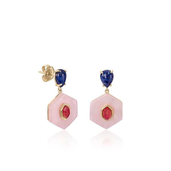 Boucles d'oreilles en pierre naturelle et argent, dans une teinte orange clair.