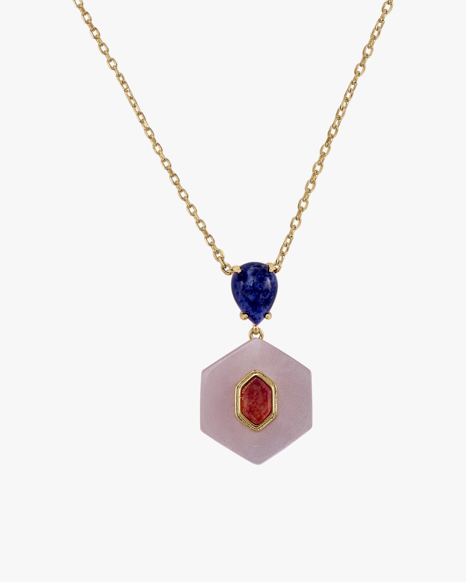 Collares con colgantes en tono ''lightorange'' y piedra semipreciosa
