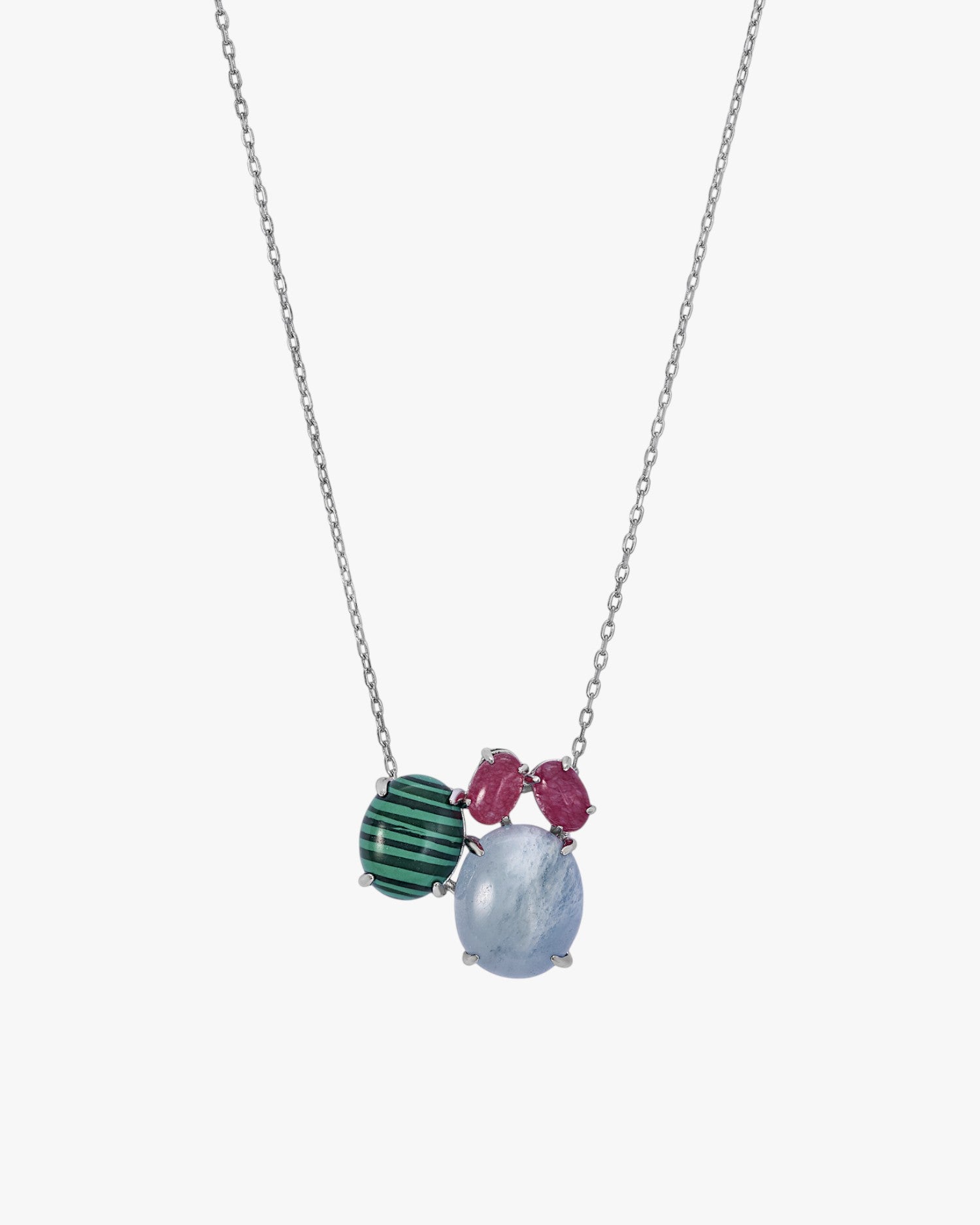 Necklaces with natural stones, multi-shaped design