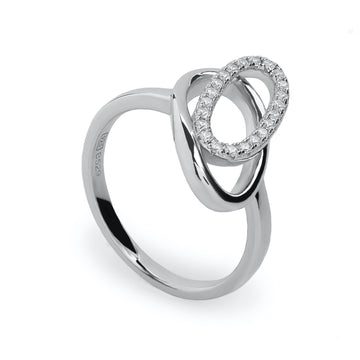 Anillos circonitas diseño doble circulo ovalado y circonitas