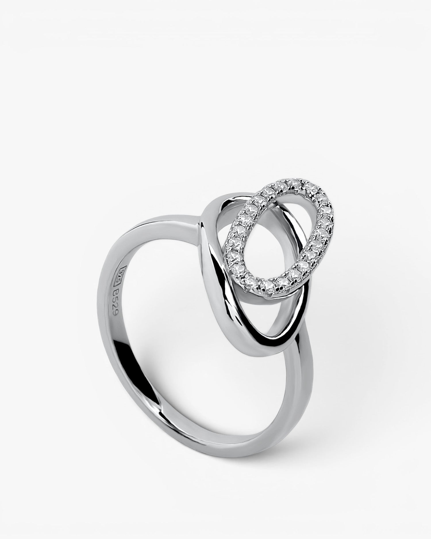 Anillos circonitas diseño doble circulo ovalado y circonitas