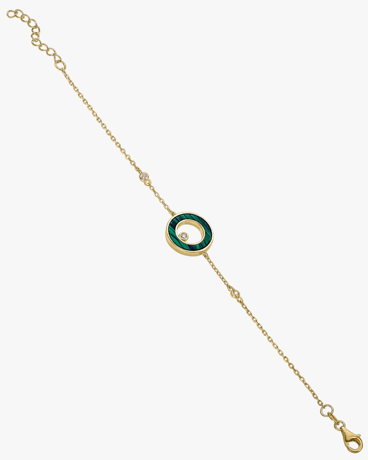 Thin bracelets with a central malachite circle