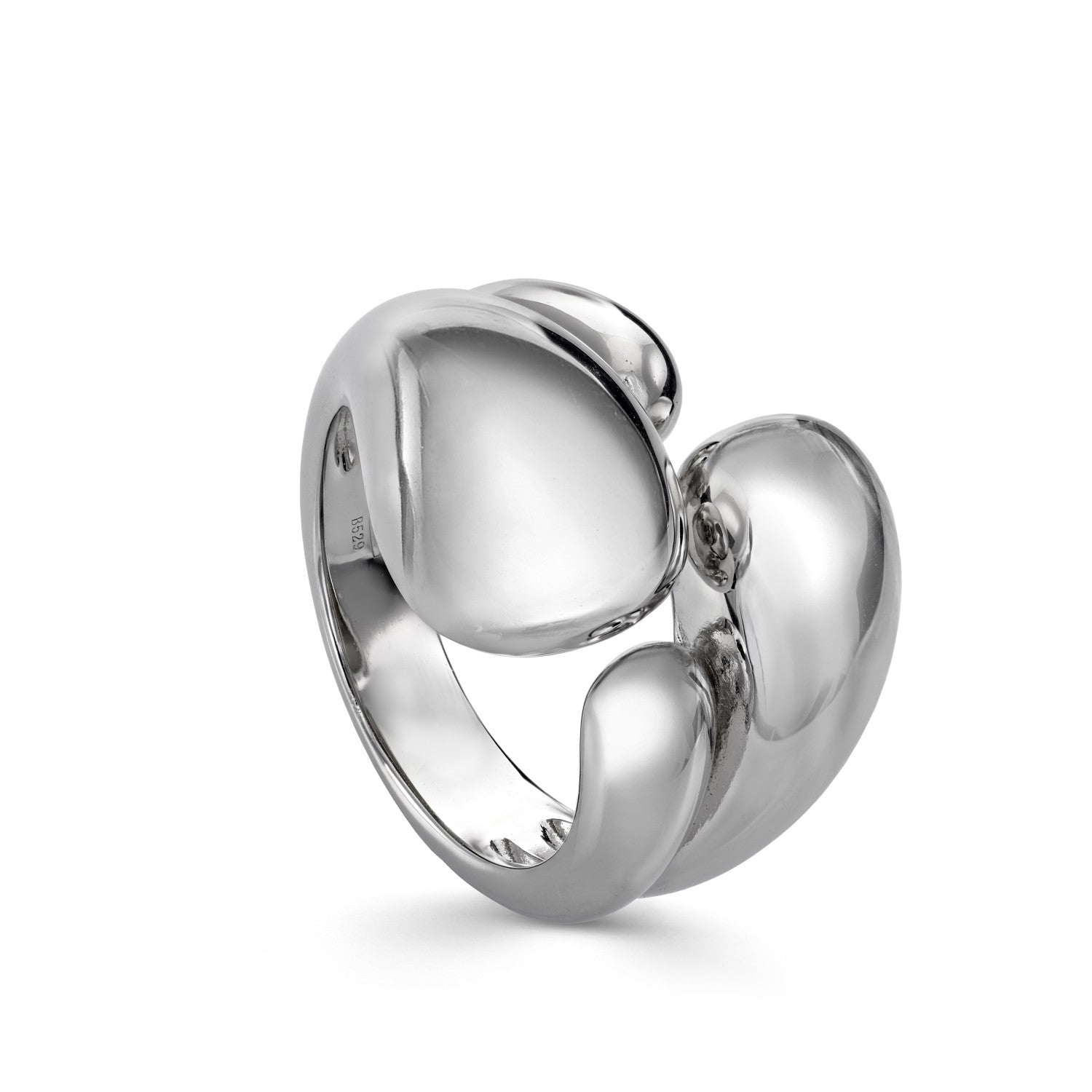 Rings Large design irregular circular in smooth silver