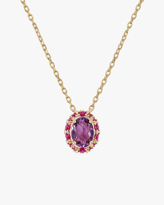 Collares con piedras motivo central en tonos violeta y rosados