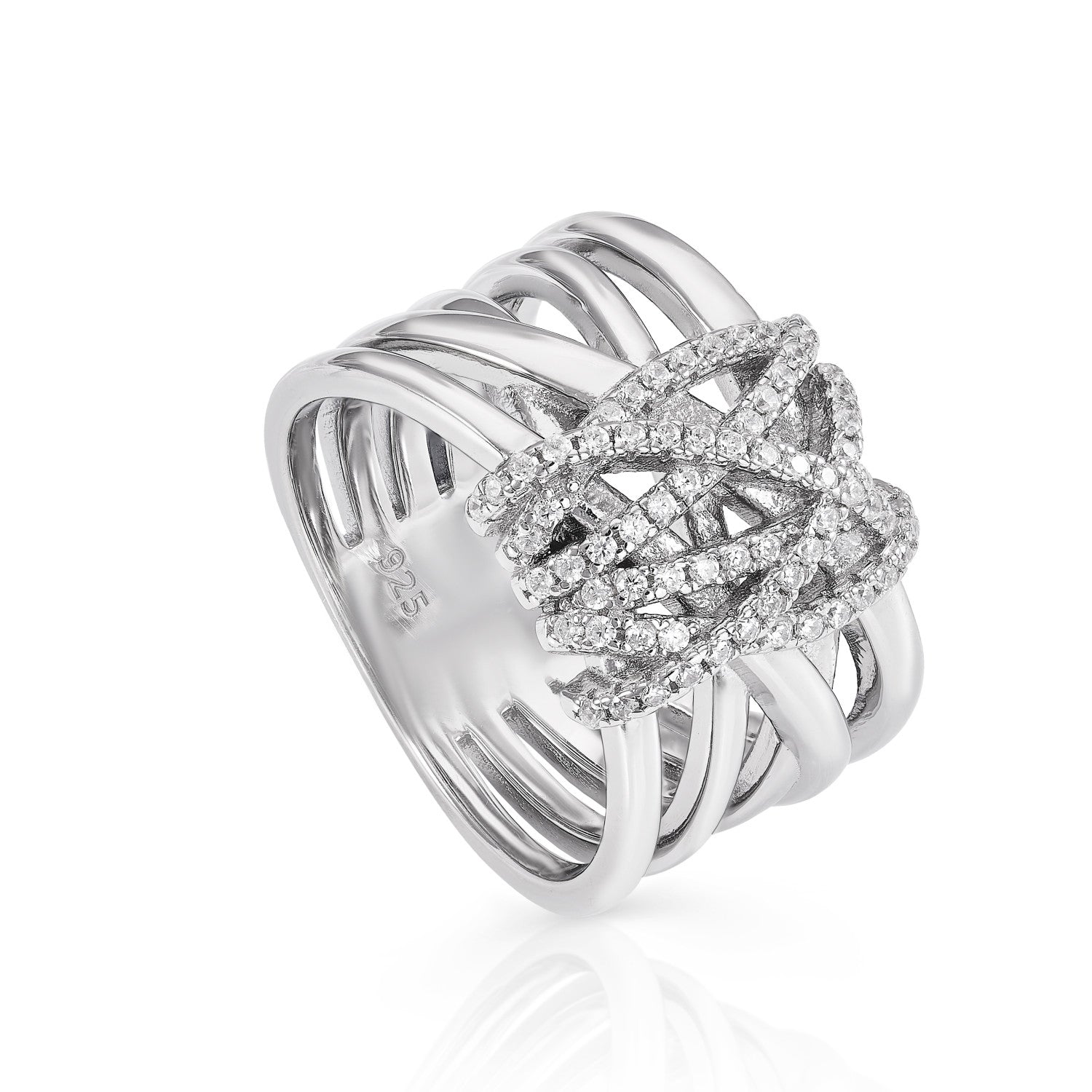 Bagues en zircone avec un motif de nœud central