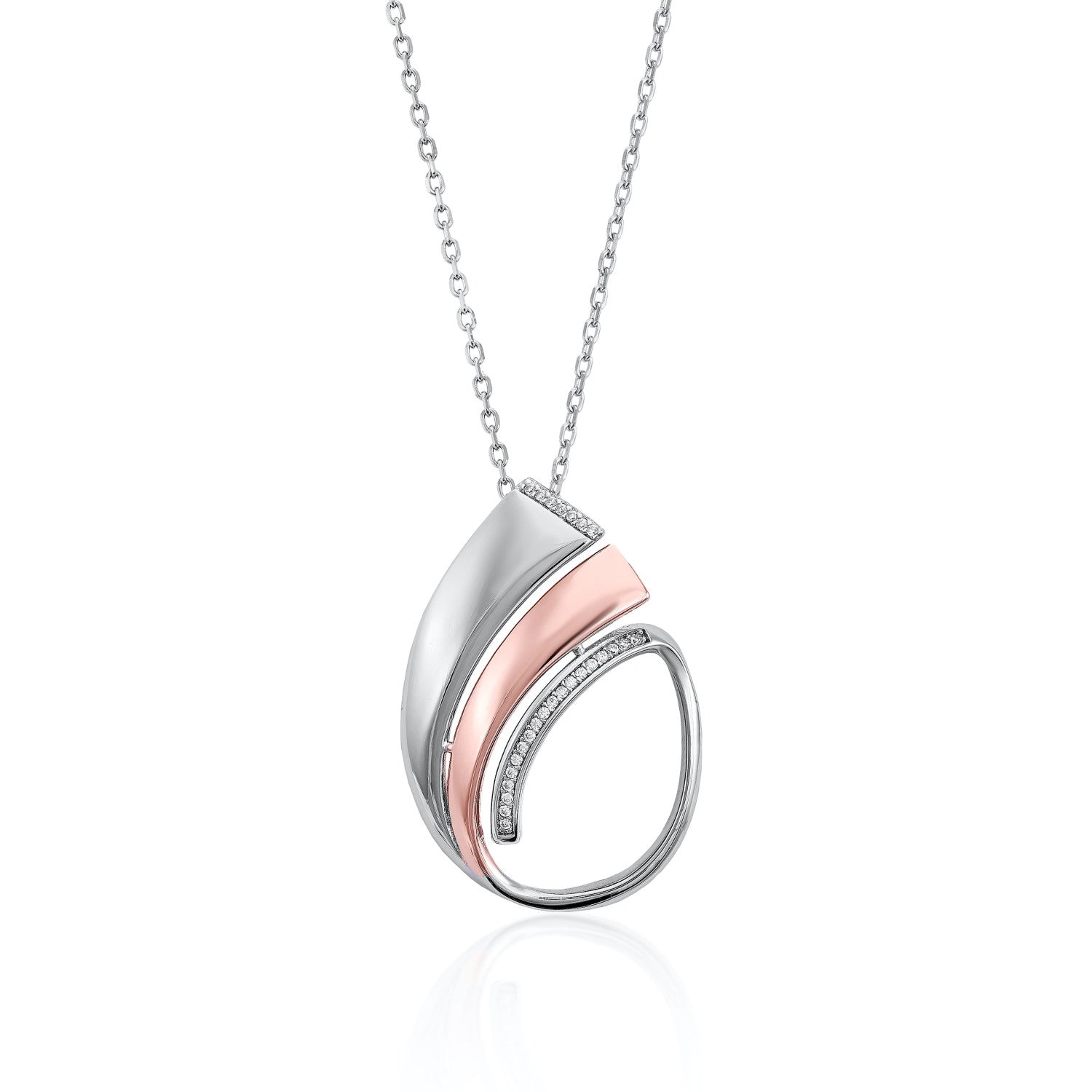 Pendants two tone design irregular with zirconias