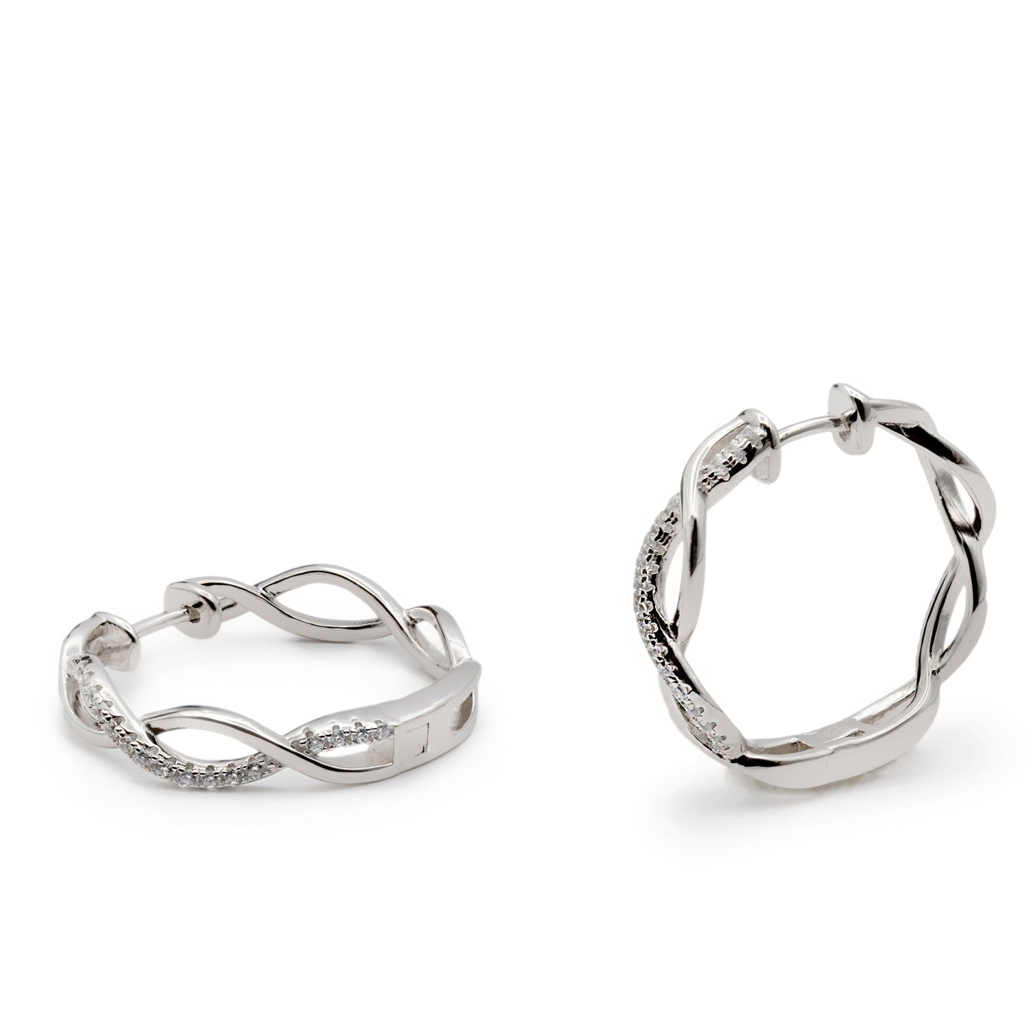 Pendientes aro diseño doble carril de circonitas