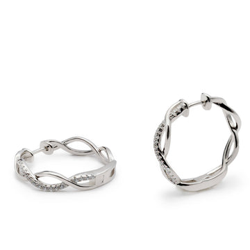 Pendientes aro diseño doble carril de circonitas
