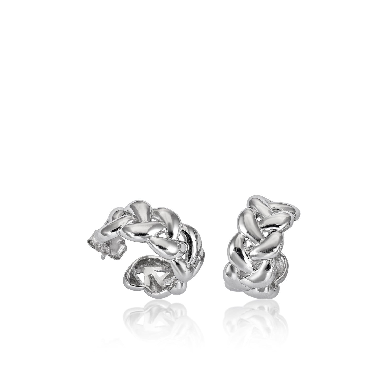 Boucles d'oreillesargent lisse avec design de chaîne