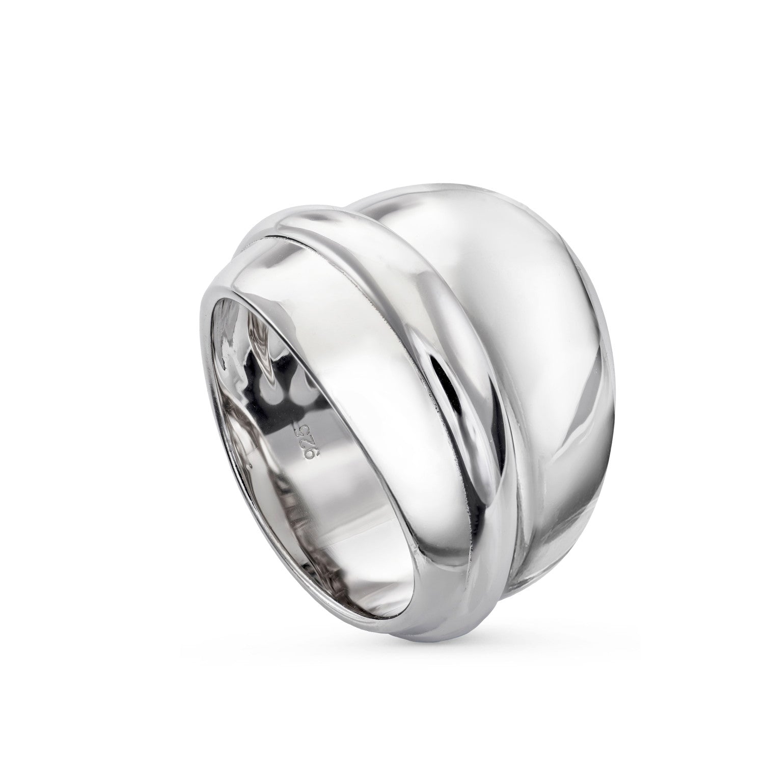 Anillos anchos diseño carriles en plata lisa