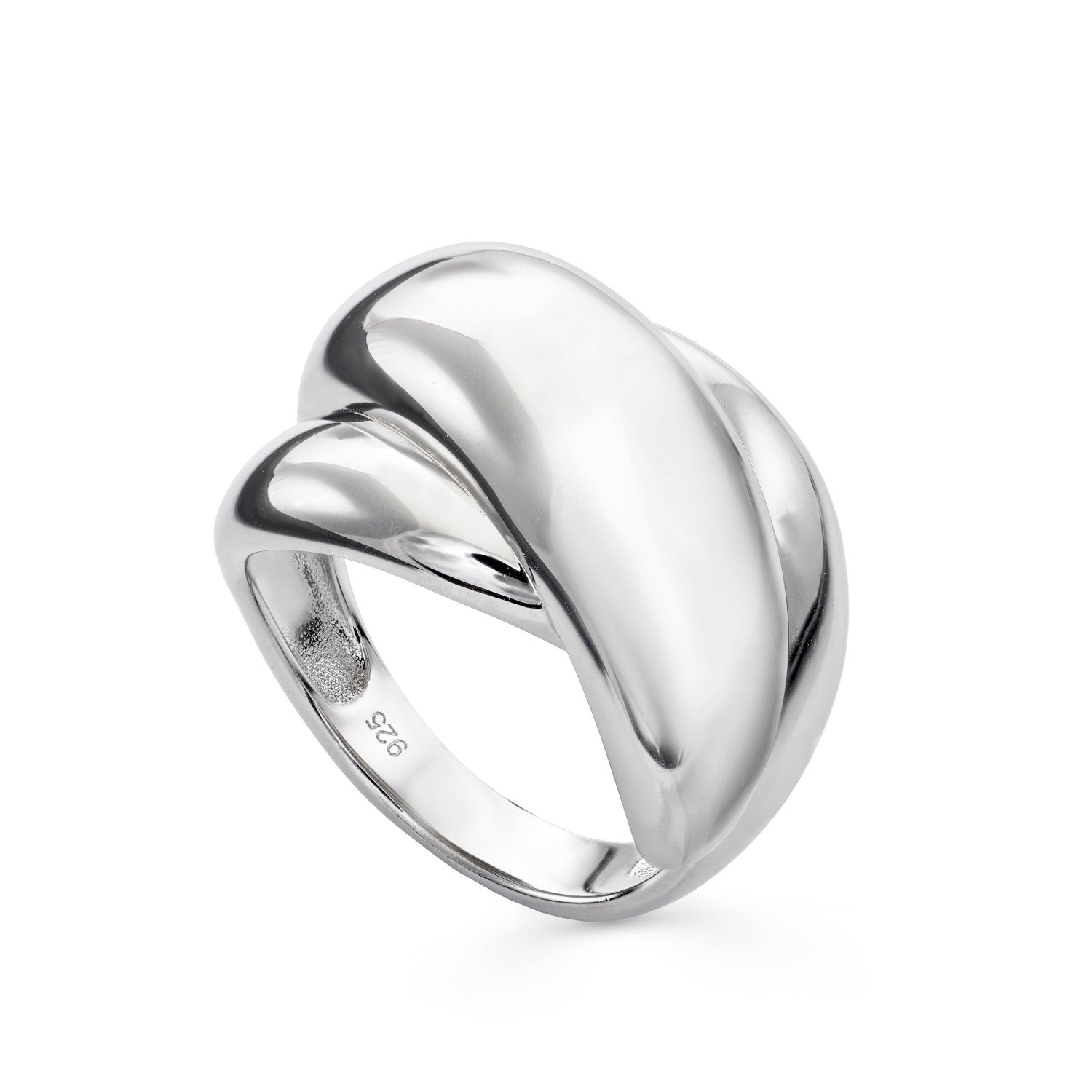 Anillos anchos diseño carriles envolventes y plata lisa