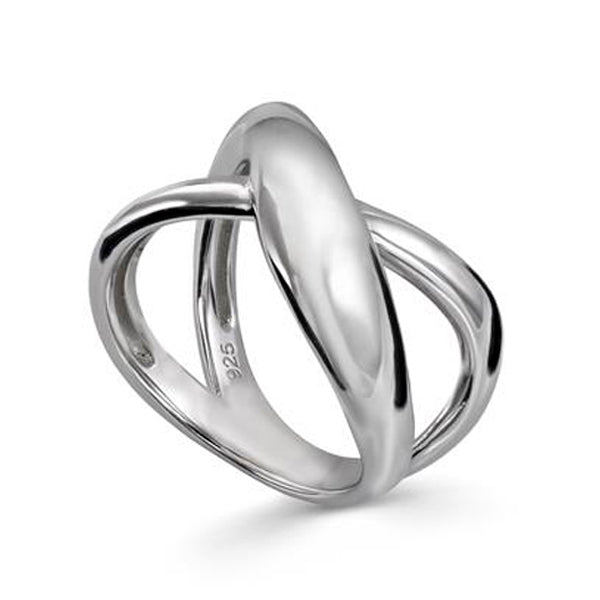 Rings Large double interlocking rail in smooth silver