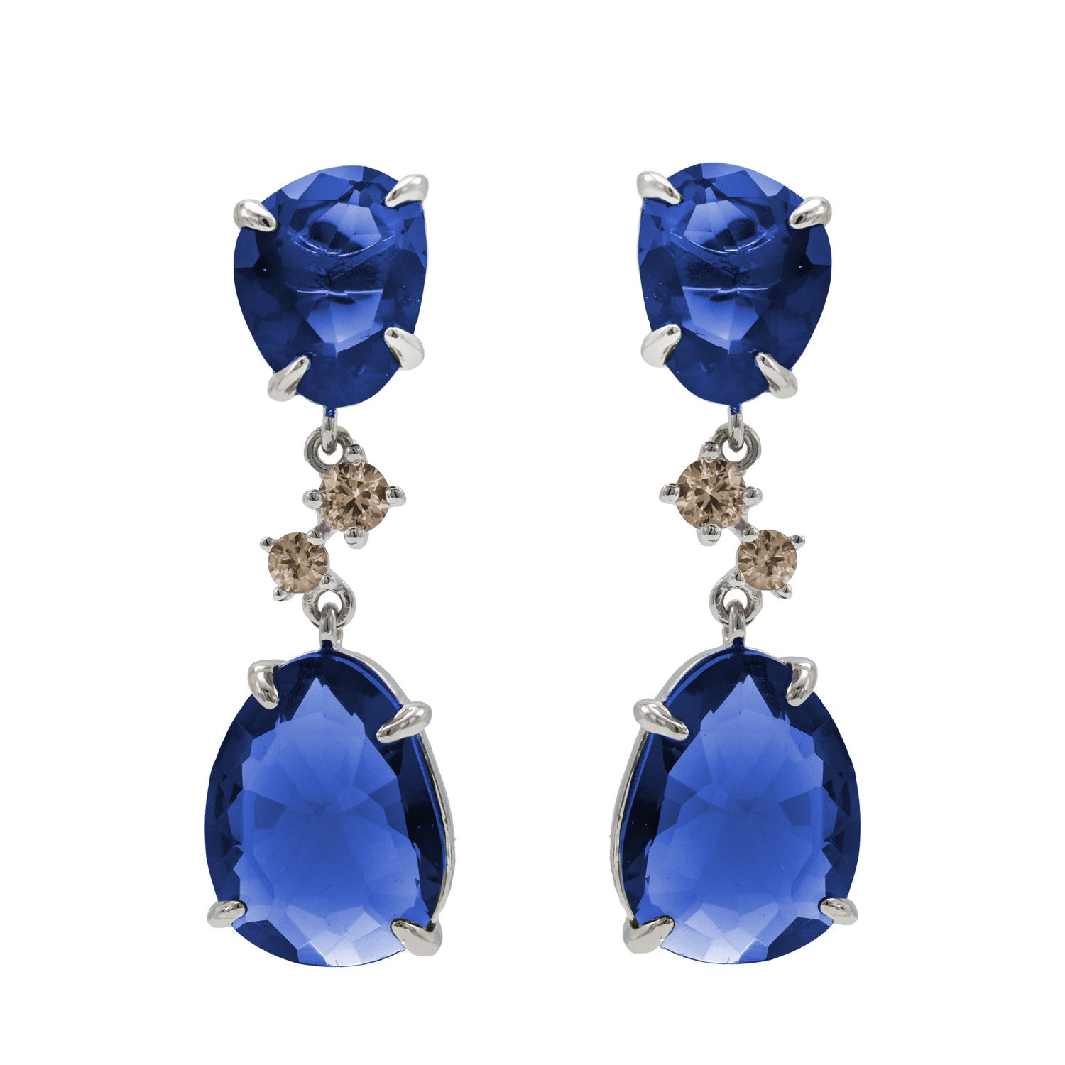 Pendientes de piedras de colores en tono cobalto y circonitas