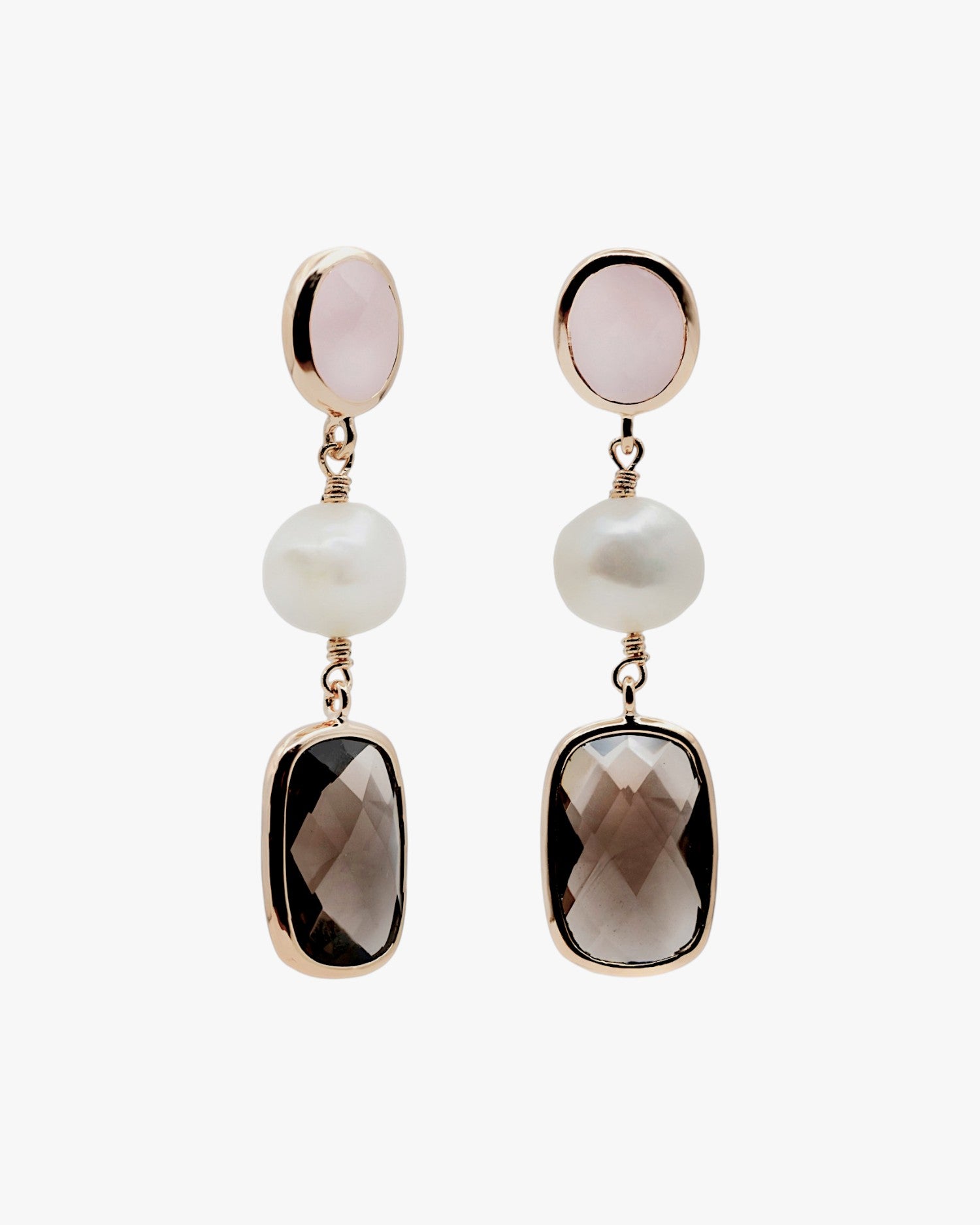 Pendientes de piedra natural largos en tonos tierra