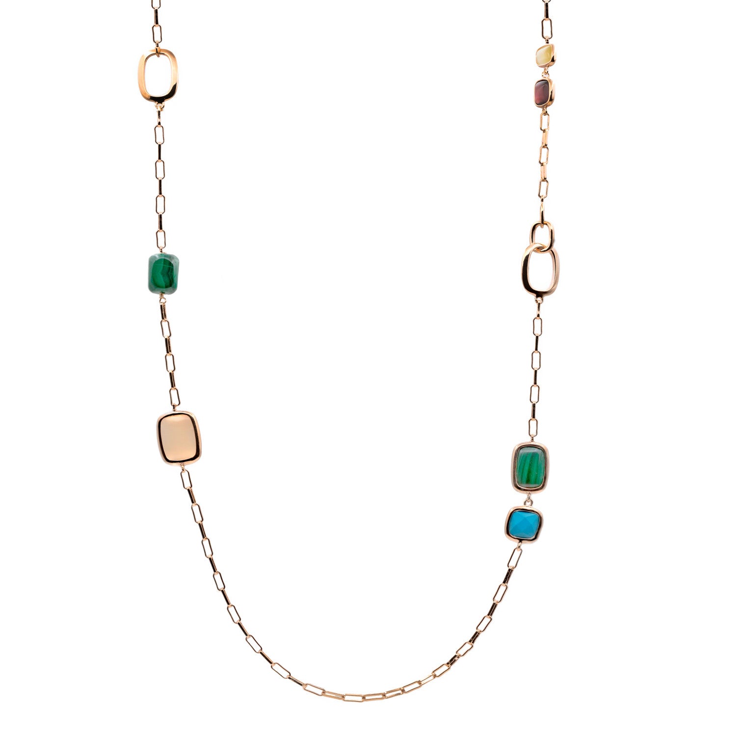 Collares largos con piedras de diseño tonos otoño