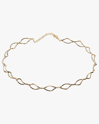 Choker rígido diseño zig zag de plata bañada en oro