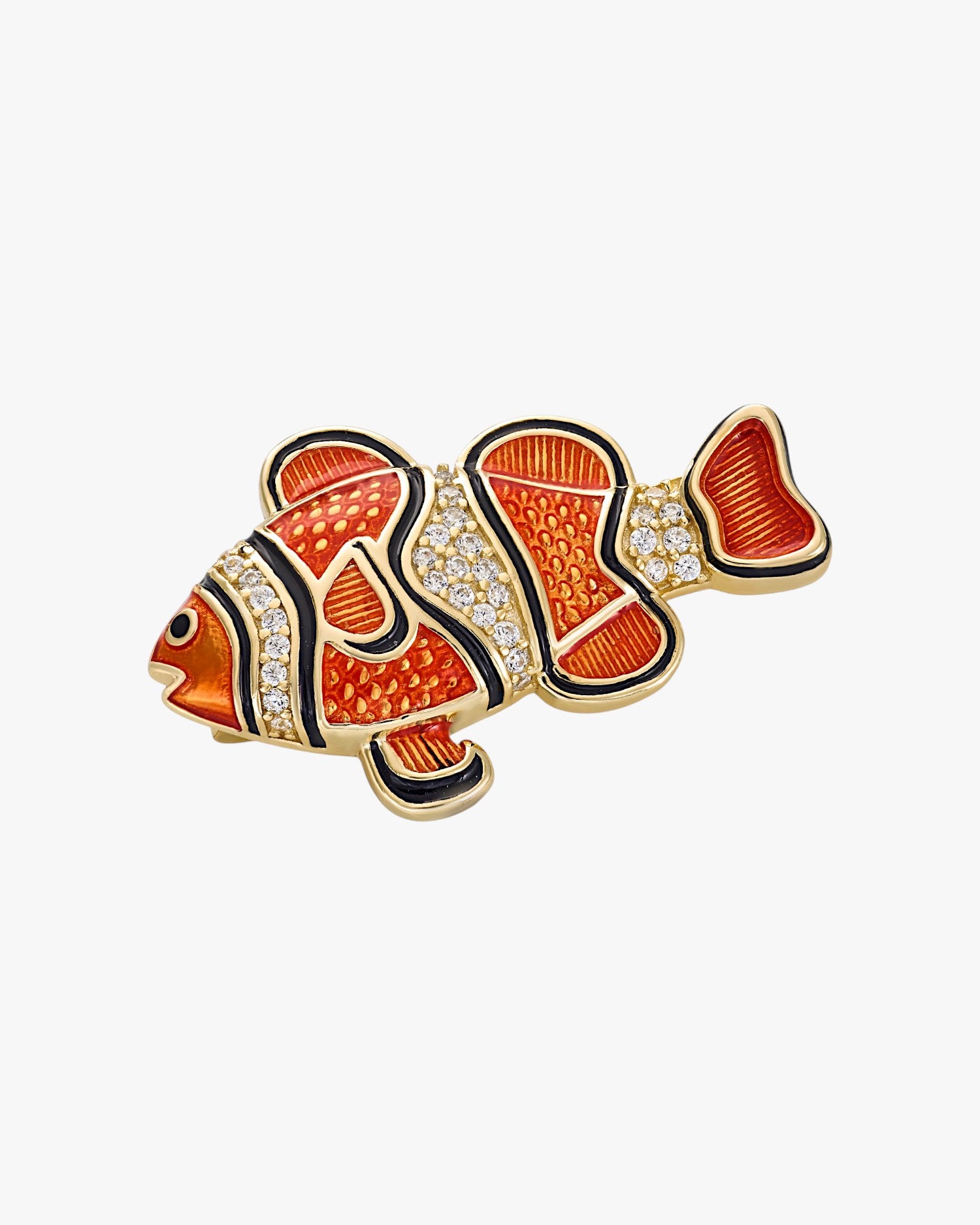 Silver brooch with gold plating, clownfish design
