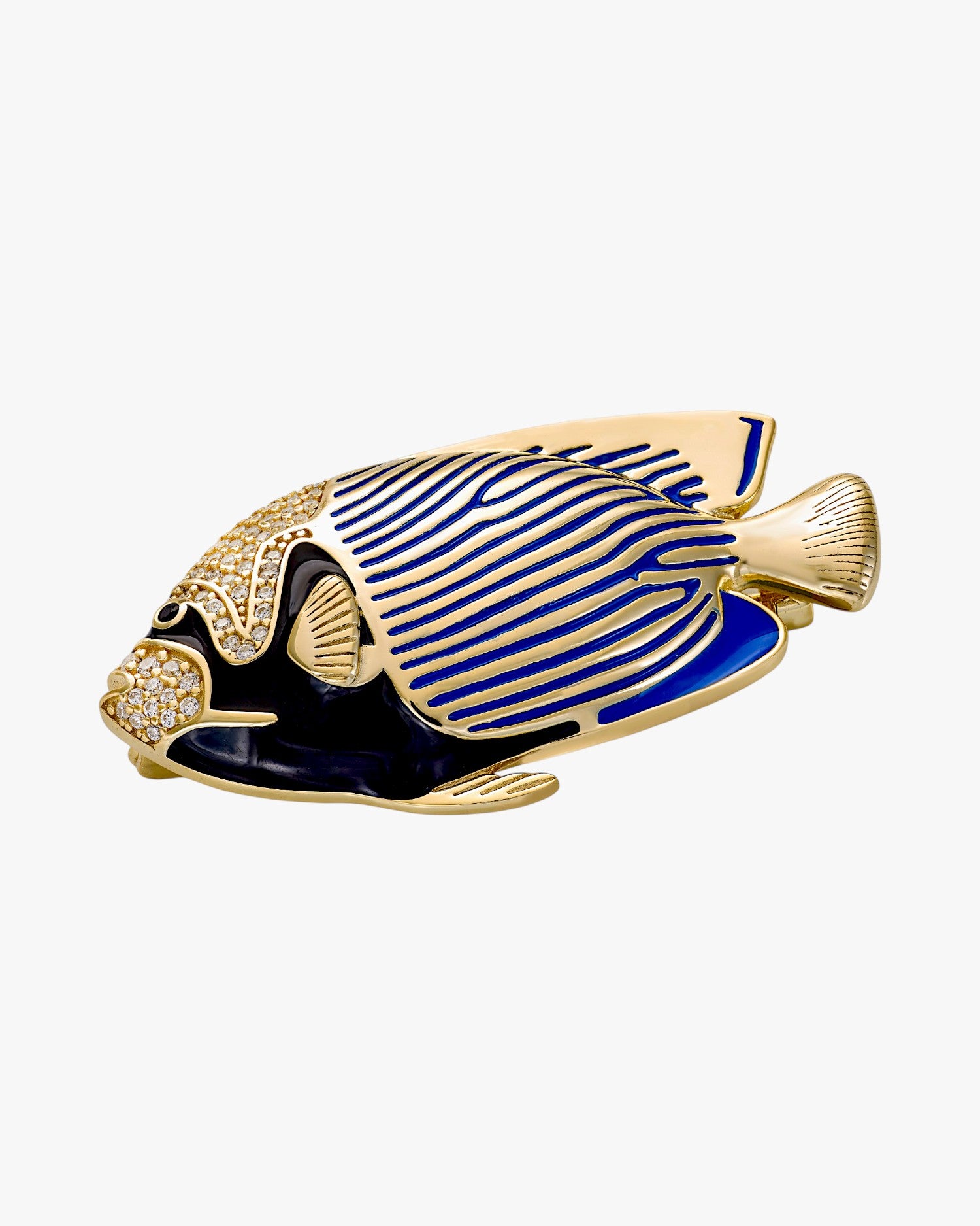 Silver brooch with gold plating, fish design