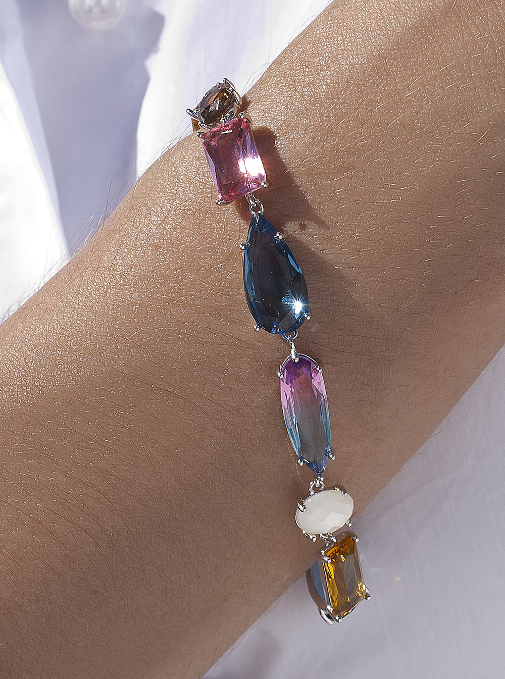 Pulseras con piedras con diseño gemas tono degradado