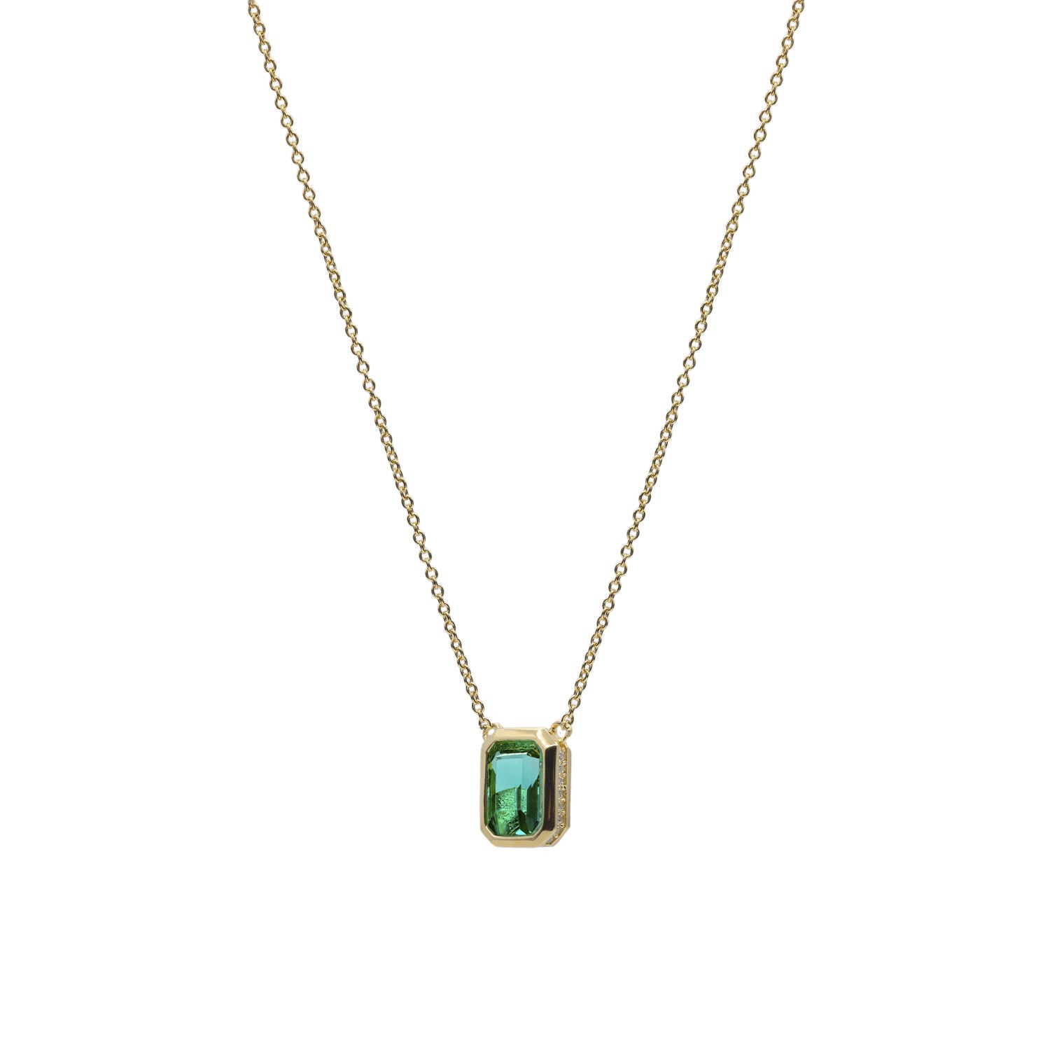Collar de plata 925 bañada en oro con colgante turquesa rectangular
