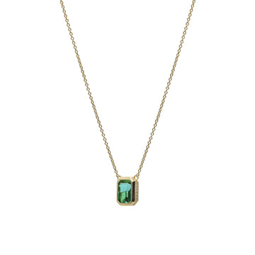 Collar de plata 925 bañada en oro con colgante turquesa rectangular