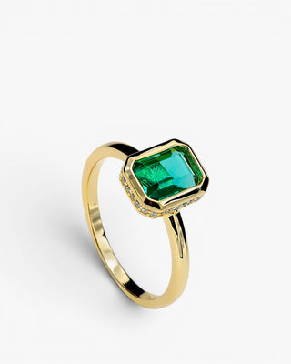 Anillos con piedras de plata talla esmeralda tono aventurine y circonitas
