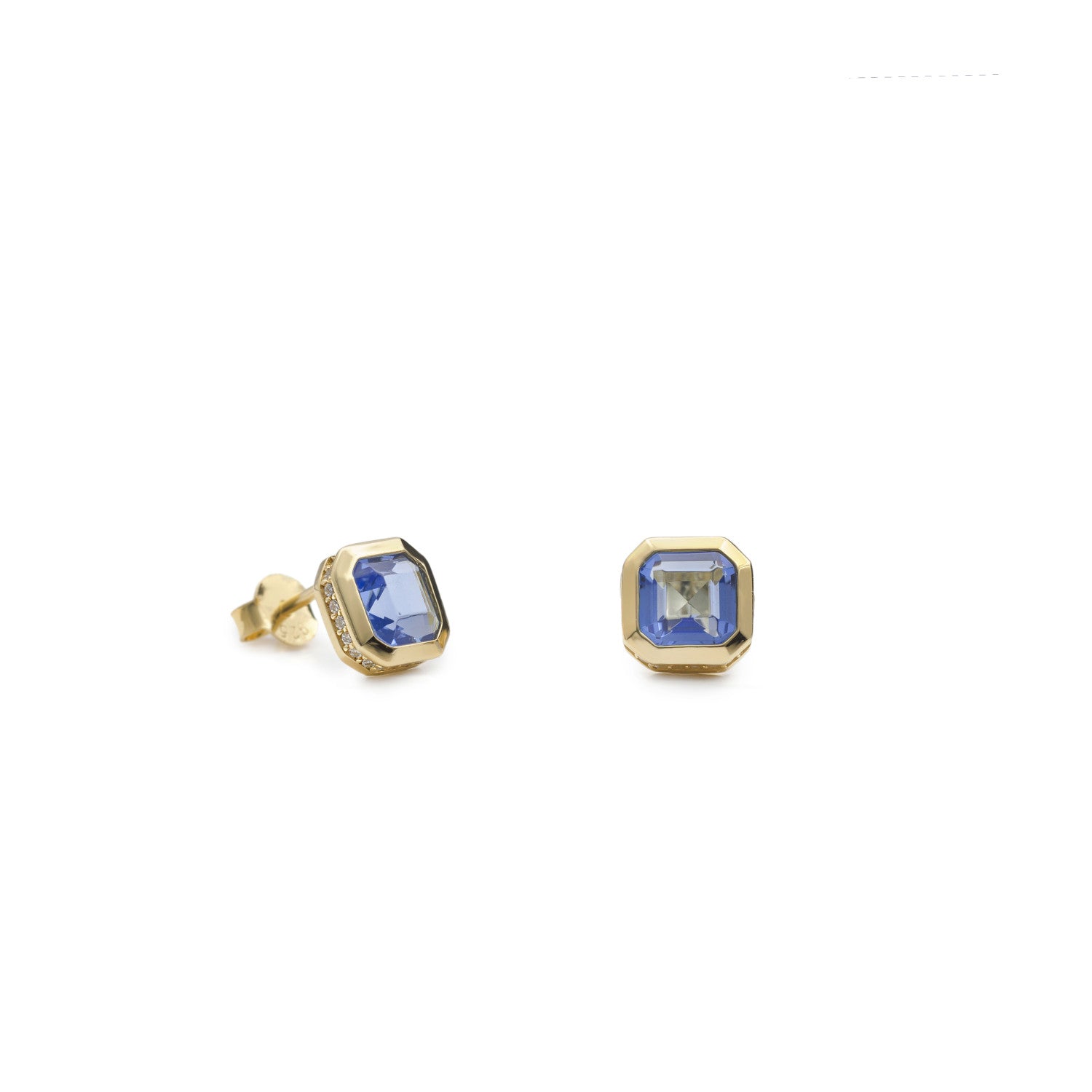 Pendientes de plata 925 bañados en oro con cristal azul