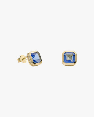 Pendientes de plata 925 bañados en oro con cristal azul