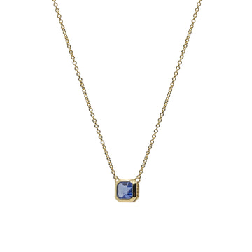 Collar de plata 925 bañada en oro con colgante azul rectangular