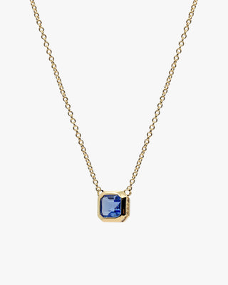 Collar de plata 925 bañada en oro con colgante azul rectangular