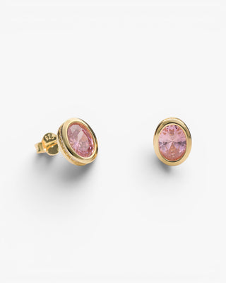 Pendientes con piedras talla oval tono rosa y circonitas