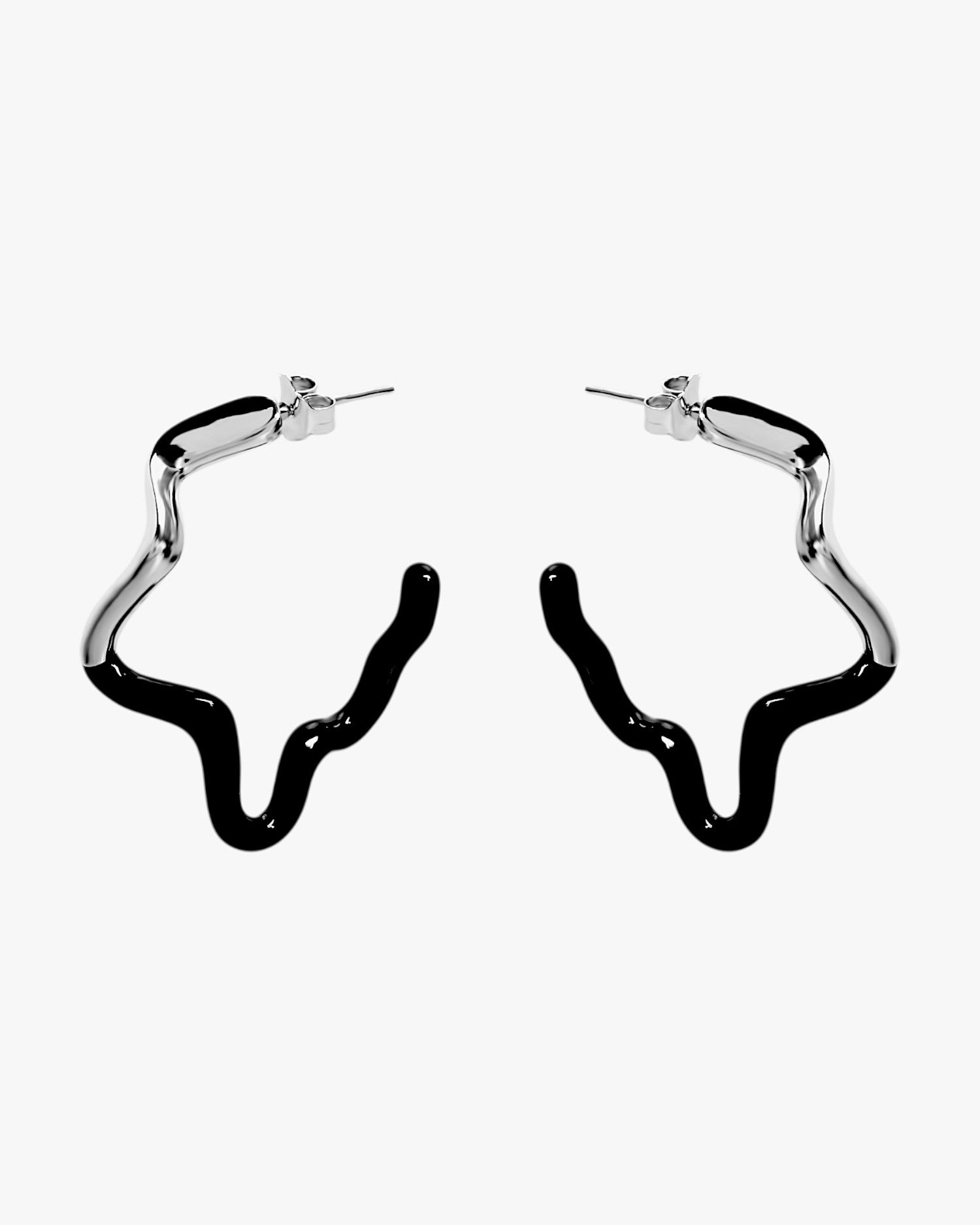 Pendientes originales diseño ondulado y esmalte negro