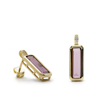Pendientes con piedras talla radiante tono rosa