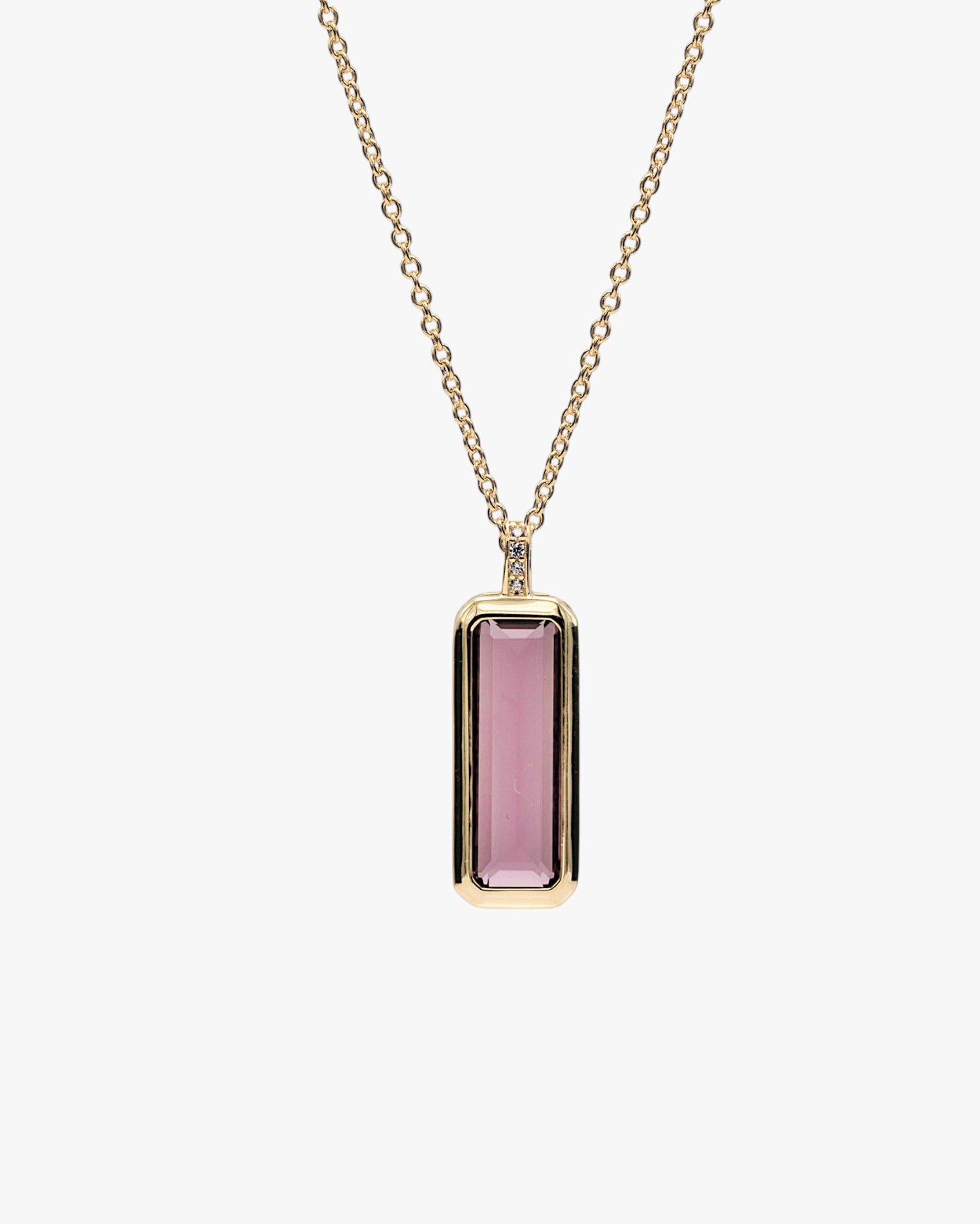 Collares con piedras talla radiante tono rosa