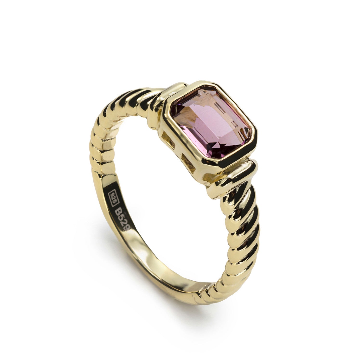 Anillos con piedras talla radiante en tono rosa